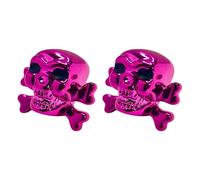 cyclingcolors 2X Bouchon de Valve Capuchon Forme tête Croix os Skull Plastique Schrader Pneu vélo Moto Auto Voiture Quad Trottinette, Violet