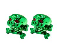 cyclingcolors 2X Bouchon de Valve Capuchon Forme tête Croix os Skull Plastique Schrader Pneu vélo Moto Auto Voiture Quad Trottinette, Vert