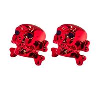 cyclingcolors 2X Bouchon de Valve Capuchon Forme tête Croix os Skull Plastique Schrader Pneu vélo Moto Auto Voiture Quad Trottinette, Rouge