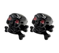 cyclingcolors 2X Bouchon de Valve Capuchon Forme tête Croix os Skull Plastique Schrader Pneu vélo Moto Auto Voiture Quad Trottinette, Noir