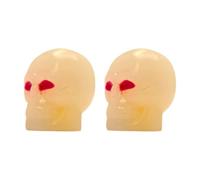 cyclingcolors 2X Bouchon de Valve Capuchon Forme tête os Skull Phosphorescent Lumineux Nuit Schrader Pneu vélo Moto Auto Voiture Quad Trottinette, Jaune