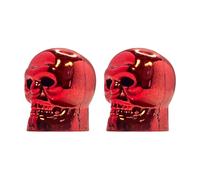 cyclingcolors 2X Bouchon de Valve Capuchon Forme tête os Skull Plastique Schrader Pneu vélo Moto Auto Voiture Quad Trottinette, Rouge
