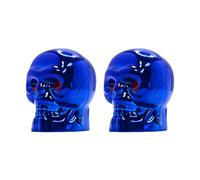 cyclingcolors 2X Bouchon de Valve Capuchon Forme tête os Skull Plastique Schrader Pneu vélo Moto Auto Voiture Quad Trottinette, Bleu