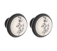 cyclingcolors 2x bouton de tiroir finition laiton foncé porcelaine céramique motif fleur 35 mm meuble vintage antique style porte poignée commode armoire maison avec vis