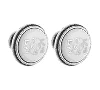 cyclingcolors 2x bouton de tiroir finition nickel argent étain porcelaine céramique motif fleur 35 mm meuble vintage antique style porte poignée commode armoire maison avec vis