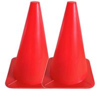 cyclingcolors 2X Cône de Signalisation 24cm Plot Support Plastique Entraînement Football Marquage Circulation Sport Jeux Barrière Parcours Canin Agility, Rouge Fluo