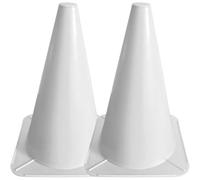 cyclingcolors 2X Cône de Signalisation 24cm Plot Support Plastique Entraînement Football Marquage Circulation Sport Jeux Barrière Parcours Canin Agility, Blanc