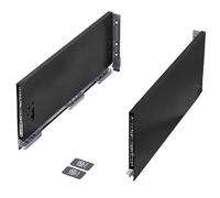 cyclingcolors 2x côtés de tiroir (droit + gauche), coulisse, guide, glissière, meuble, porte, cuisine, salle de bain, panneau 16mm, hauteur 185mm, longueur 500mm, noir