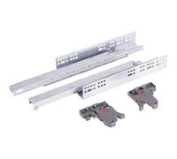 cyclingcolors 2x coulisse à sortie totale cachée invisible meuble tiroir rail glissière avec ferrure, longueur 400mm, 35kg, ouverture sans poignée et mouvement synchronisé