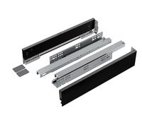 cyclingcolors 2x coulisse de tiroir (droit + gauche), avec côté, guide, glissière, meuble, porte, cuisine, salle de bain, panneau 18mm, hauteur 89mm, longueur 450mm, noir