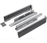 cyclingcolors 2x coulisse de tiroir (droit + gauche), avec côté, guide, glissière, meuble, porte, cuisine, salle de bain, panneau 16mm, hauteur 89mm, longueur 600mm, gris