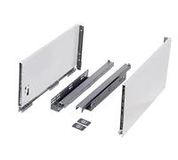 cyclingcolors 2x coulisse de tiroir (droit + gauche), avec côté, guide, glissière, meuble, porte, cuisine, salle de bain, panneau 16mm, hauteur 249mm, longueur 500mm, blanc