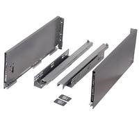 cyclingcolors 2x coulisse de tiroir (droit + gauche), avec côté, guide, glissière, meuble, porte, cuisine, salle de bain, panneau 16mm, hauteur 249mm, longueur 500mm, gris