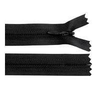 cyclingcolors 2x Fermeture éclair N°3 20 cm invisible tirette curseur polyester extrémité ouverte maille glissière vêtement couture mercerie veste manteau, noir