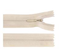 cyclingcolors 2x Fermeture éclair N°3 30 cm invisible tirette curseur polyester extrémité ouverte maille glissière vêtement couture mercerie veste manteau, crème