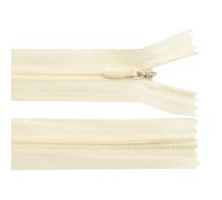 cyclingcolors 2x Fermeture éclair N°3 30 cm invisible tirette curseur polyester extrémité ouverte maille glissière vêtement couture mercerie veste manteau, beige blanc