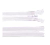 cyclingcolors 2x Fermeture éclair N°3 40 cm invisible tirette curseur polyester dederon extrémité ouverte maille glissière vêtement couture mercerie veste manteau, blanc