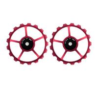 cyclingcolors 2X Galet de Dérailleur Arrière Poulie Aluminium 7075 Anodisé Rouge Roulement Etanche 689-2RS Chaine Vélo Cycle VTT Route Ville Jockey Wheel, 17 Dents