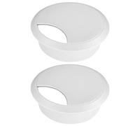 cyclingcolors 2X Passe câble Bureau Table Fil diamètre 70mm encastrable Cordon Prise Ordinateur écran Accessoire ameublement (Blanc)