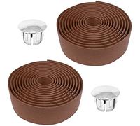 cyclingcolors 2x ruban de cintre vélo mousse confort EVA adhésif bouchon chromé cycle route fixie singlespeed, marron