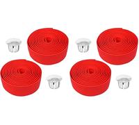 cyclingcolors 2x ruban de cintre vélo mousse confort EVA adhésif bouchon chromé cycle route fixie singlespeed, rouge (Lot de 2)