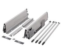 cyclingcolors 2x tiroir complet avec coulisse + côté + support de façade + support de dos + cache + vis, bricolage, DIY, meuble, cuisine, hauteur 204mm, longueur 500mm, gris, reling rond x4