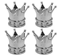 cyclingcolors 4X Bouchon de Valve Capuchon Forme Couronne Roi Reine Plastique Schrader Pneu vélo Moto Auto Voiture Quad Trottinette, Argent