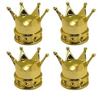 cyclingcolors 4X Bouchon de Valve Capuchon Forme Couronne Roi Reine Plastique Schrader Pneu vélo Moto Auto Voiture Quad Trottinette, Or