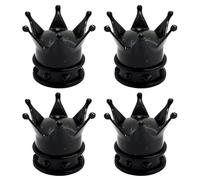 cyclingcolors 4X Bouchon de Valve Capuchon Forme Couronne Roi Reine Plastique Schrader Pneu vélo Moto Auto Voiture Quad Trottinette, Noir