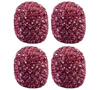 cyclingcolors 4X Bouchon de Valve Capuchon Forme Cristal Diamant Paillettes Strass Plastique Schrader Pneu vélo Moto Auto Voiture Quad Trottinette, Rose