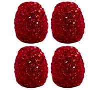 cyclingcolors 4X Bouchon de Valve Capuchon Forme Cristal Diamant Paillettes Strass Plastique Schrader Pneu vélo Moto Auto Voiture Quad Trottinette, Rouge