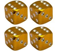 cyclingcolors 4X Bouchon de Valve Capuchon Forme dé Aluminium Schrader Pneu vélo Moto Auto Voiture Quad Trottinette, Or