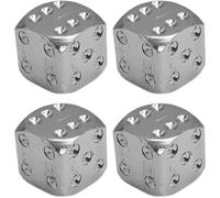 cyclingcolors 4X Bouchon de Valve Capuchon Forme dé Aluminium Schrader Pneu vélo Moto Auto Voiture Quad Trottinette, Argent