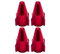 cyclingcolors 4X Bouchon de Valve Capuchon Forme fusée Rocket Aluminium Schrader Pneu vélo Moto Auto Voiture Quad Trottinette, Rouge