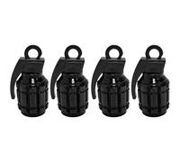 cyclingcolors 4X Bouchon de Valve Capuchon Forme Grenade Aluminium Schrader Pneu vélo Moto Auto Voiture Quad Trottinette, Noir
