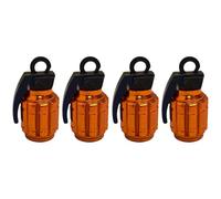 cyclingcolors 4X Bouchon de Valve Capuchon Forme Grenade Aluminium Schrader Pneu vélo Moto Auto Voiture Quad Trottinette, Orange