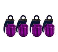 cyclingcolors 4X Bouchon de Valve Capuchon Forme Grenade Aluminium Schrader Pneu vélo Moto Auto Voiture Quad Trottinette, Violet