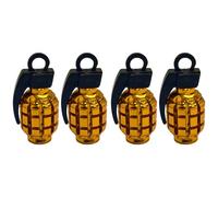 cyclingcolors 4X Bouchon de Valve Capuchon Forme Grenade Aluminium Schrader Pneu vélo Moto Auto Voiture Quad Trottinette, Or