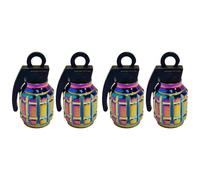 cyclingcolors 4X Bouchon de Valve Capuchon Forme Grenade Aluminium Schrader Pneu vélo Moto Auto Voiture Quad Trottinette, Rainbow