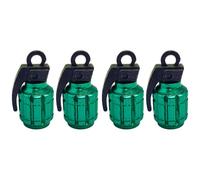 cyclingcolors 4X Bouchon de Valve Capuchon Forme Grenade Aluminium Schrader Pneu vélo Moto Auto Voiture Quad Trottinette, Vert