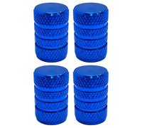 cyclingcolors 4X Bouchon de Valve Capuchon Forme métal Aluminium Schrader Pneu vélo Moto Auto Voiture Quad Trottinette, Bleu