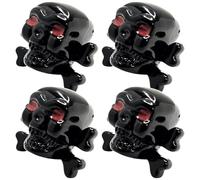 cyclingcolors 4X Bouchon de Valve Capuchon Forme tête Croix os Skull Plastique Schrader Pneu vélo Moto Auto Voiture Quad Trottinette, Noir