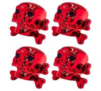 cyclingcolors 4X Bouchon de Valve Capuchon Forme tête Croix os Skull Plastique Schrader Pneu vélo Moto Auto Voiture Quad Trottinette, Rouge