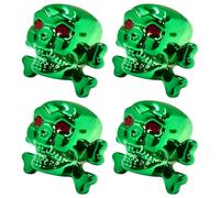 cyclingcolors 4X Bouchon de Valve Capuchon Forme tête Croix os Skull Plastique Schrader Pneu vélo Moto Auto Voiture Quad Trottinette, Vert