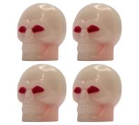 cyclingcolors 4X Bouchon de Valve Capuchon Forme tête os Skull Phosphorescent Lumineux Nuit Schrader Pneu vélo Moto Auto Voiture Quad Trottinette, Rouge