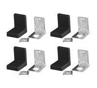 cyclingcolors 4x Ferrure équerre de fixation métal acier avec cache plastique à visser 90 degrés meuble support renfort mural universel tablette fixation 20 Kg, noir