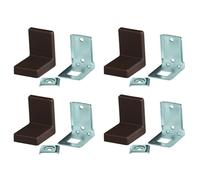 cyclingcolors 4x Ferrure équerre de fixation métal acier avec cache plastique à visser 90 degrés meuble support renfort mural universel tablette fixation 20 Kg, marron foncé