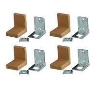 cyclingcolors 4x Ferrure équerre de fixation métal acier avec cache plastique à visser 90 degrés meuble support renfort mural universel tablette fixation 20 Kg, chêne