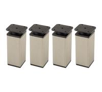 cyclingcolors 4X Pied de Meuble 40 x 40 mm Hauteur 60 mm Aluminium réglage 15 mm Support Universel canapé Armoire Cuisine Salle de Bain, Aspect INOX