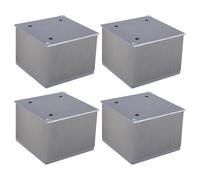 cyclingcolors 4X Pied de Meuble 80 x 80 mm Hauteur 100 mm Aluminium Support Universel canapé Armoire Cuisine Salle de Bain, Aspect INOX